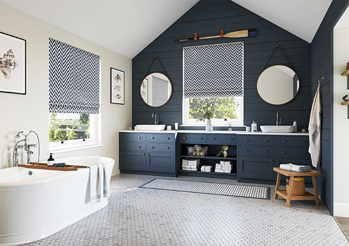 Chevron Stripe, Navy - Roman Blind - Image 6